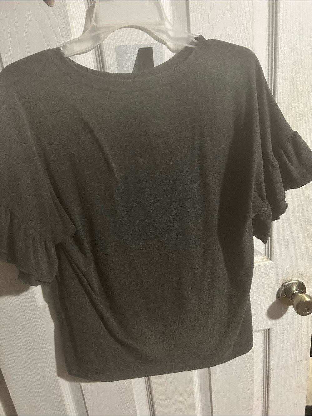 Women's Ruffle Sleeve Tee - dark gray